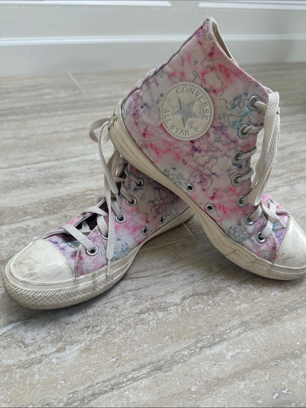 Converse High Top Sneakers in Pink and Purple Tie-Dye